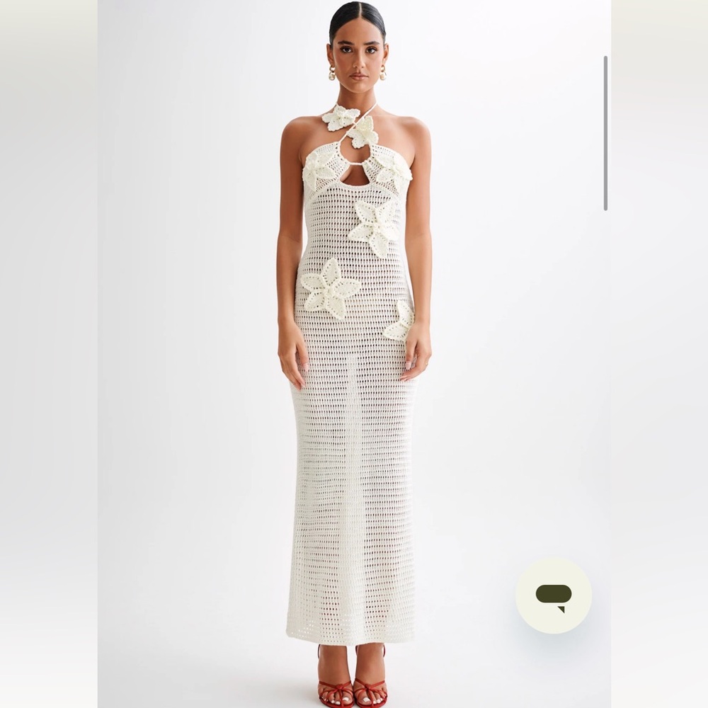 MESHKI Kyla Floral Crotchet Maxi Dress - Ivory